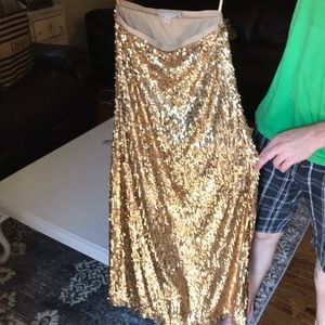 Floor length gold sequins skirt